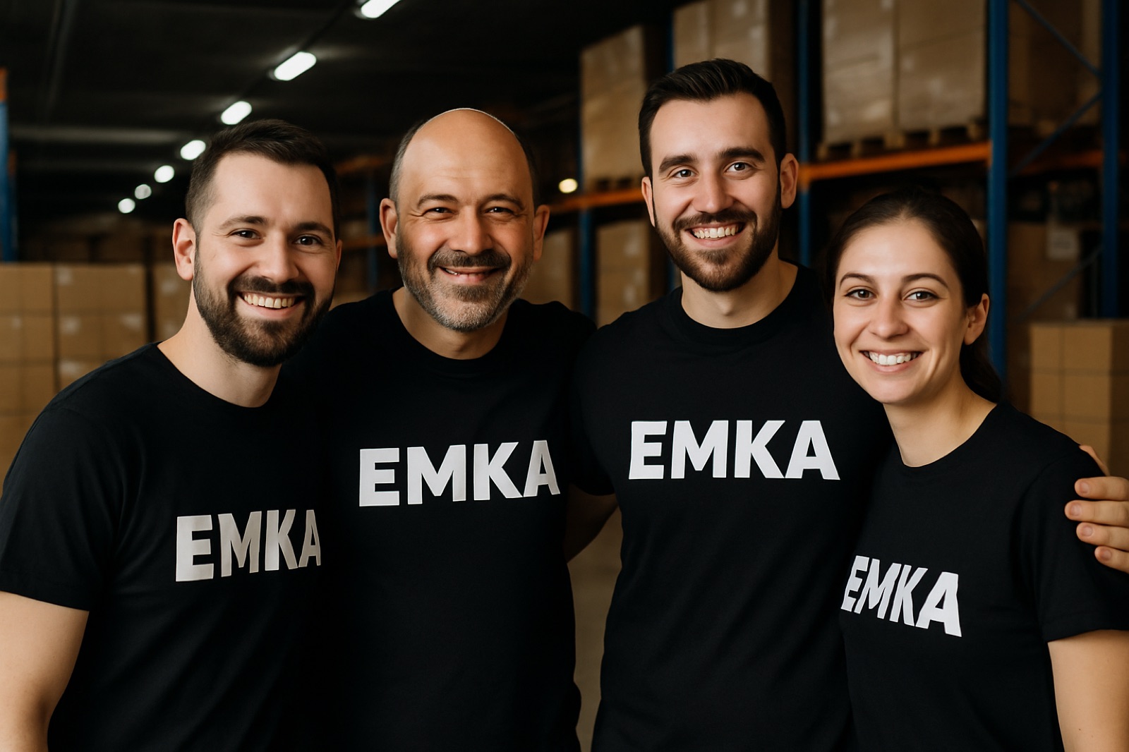 Het team van Emka Logistiek in het magazijn